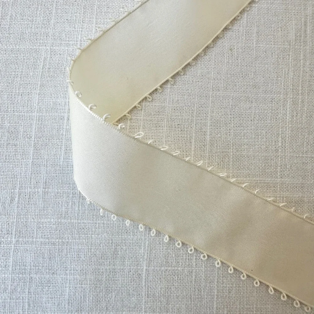 Vintage Offray Ivory Picot Edge Ribbon 1.5 Inch Wide Cream Sewing Trim 5 Yards